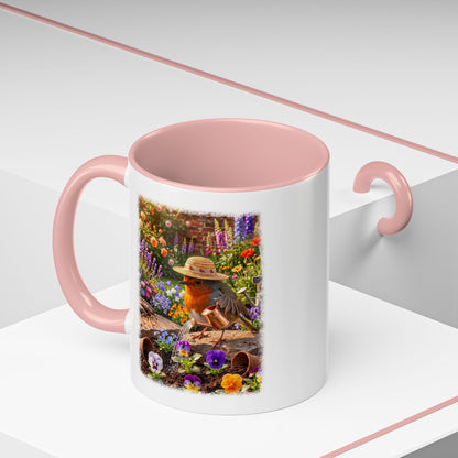 Robin Rosi Watering Flowers Mug for Bird Lovers