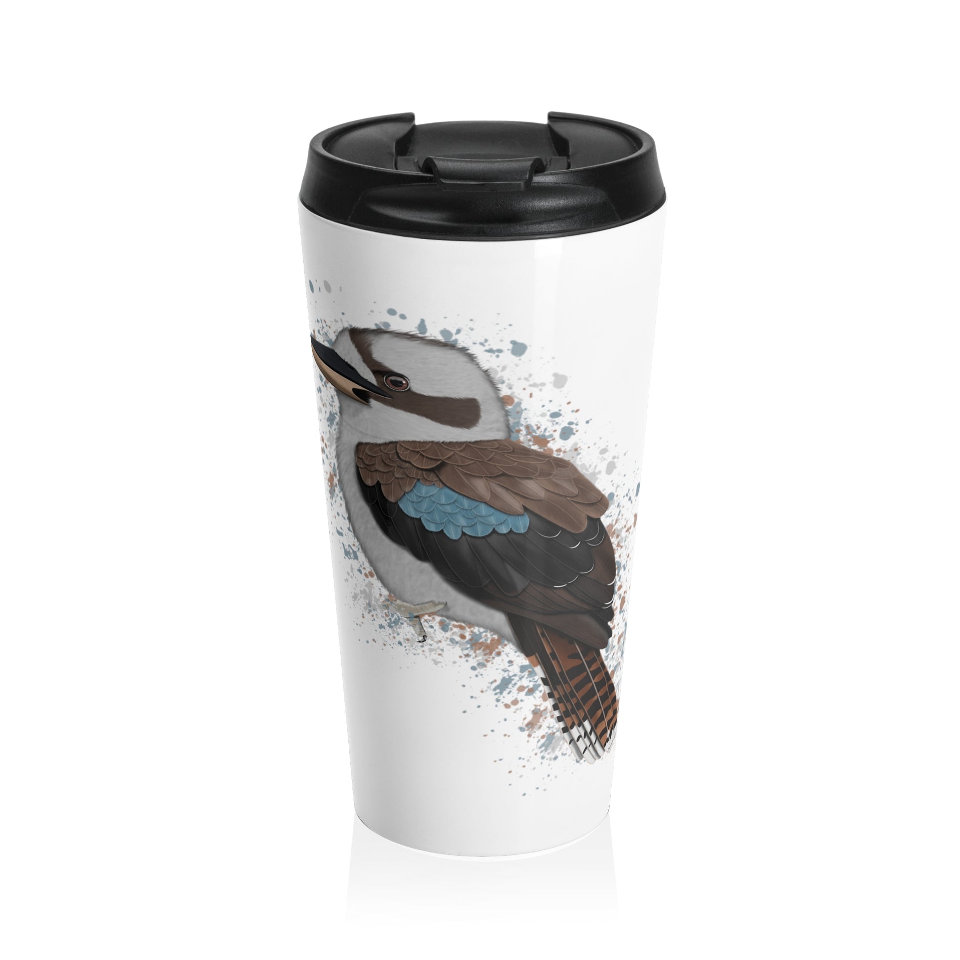 Kookaburra Bird White Stainless Steel Travel Mug 15oz - jz.birds