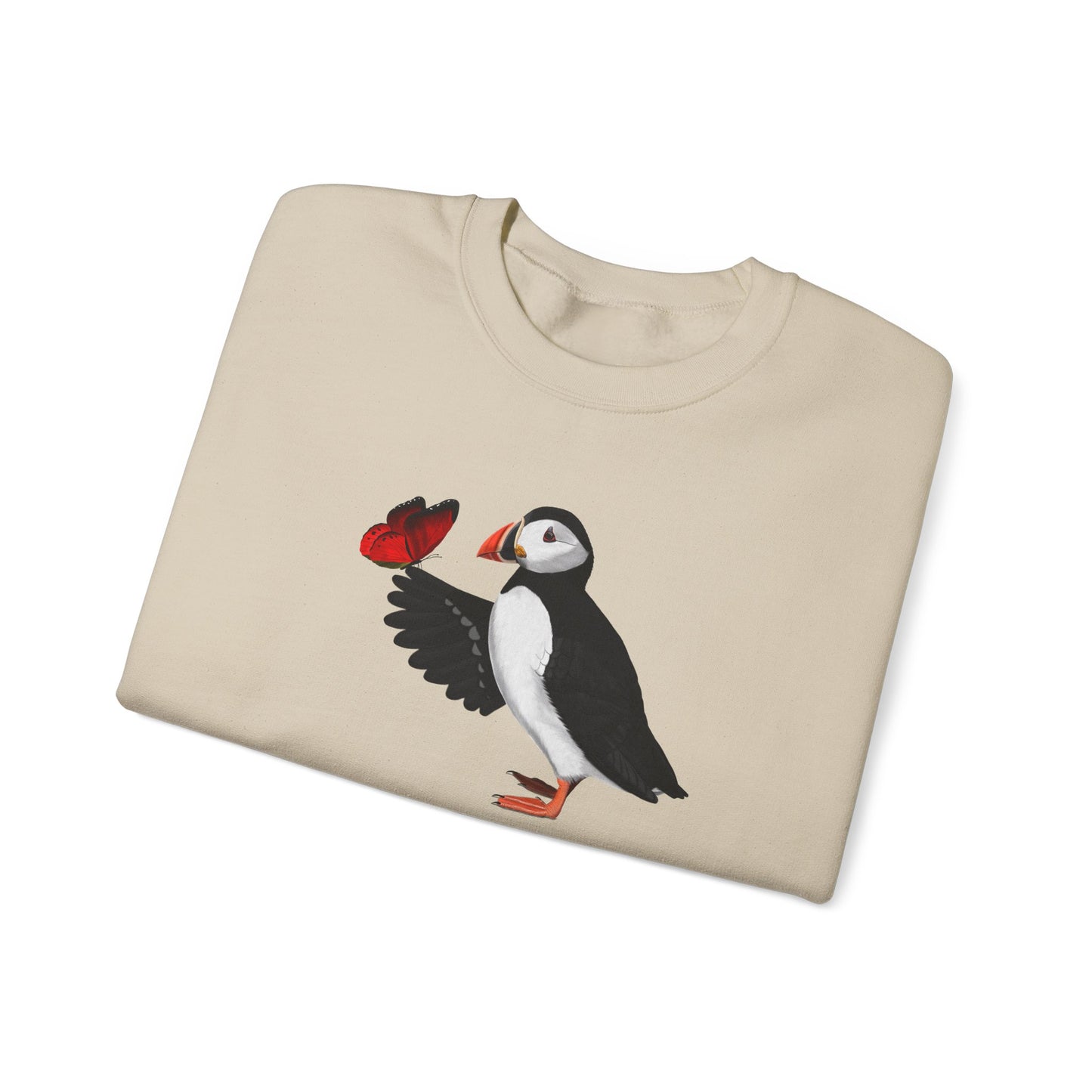 Puffin with Butterfly Bird Birding & Birdwatching Sweatshirt