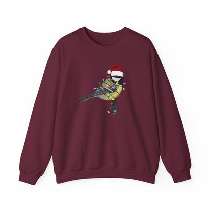 Chickadee with Fairy Lights Santa Claus Christmas Bird Sweatshirt