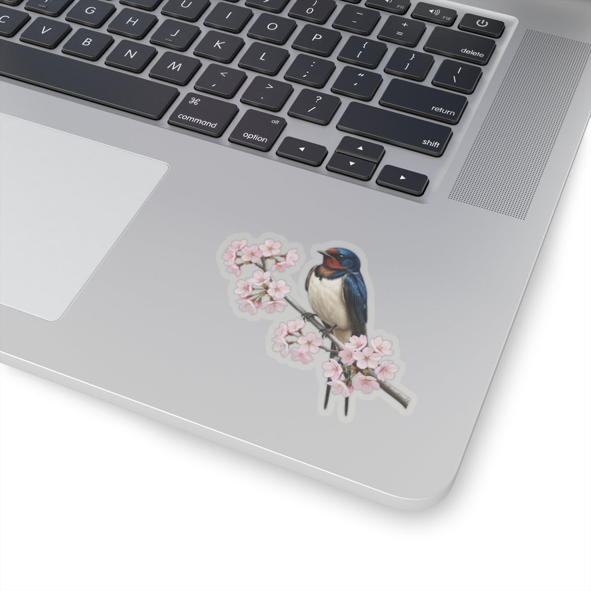 Barn Swallow Cherry Blossom Sticker | Glossy Floral Bird Decal | Spring Laptop Sticker