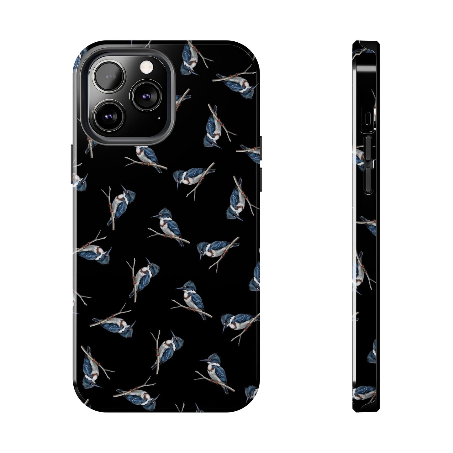 Belted Kingfisher iPhone Case Black – Premium Tough Phone Cover for Bird Lovers