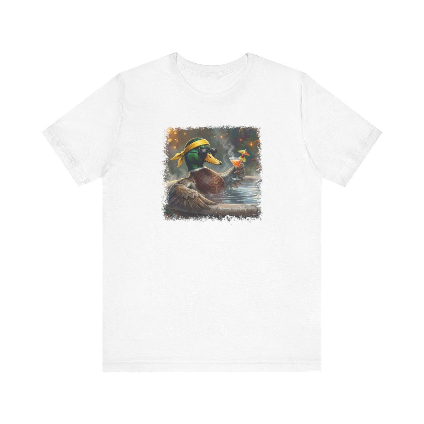 Funny Mallard T-Shirt | Bird with Sunglasses & Drink | Unisex Summer Tee