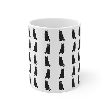 Little Black Cats Cat Lover Ceramic Mug White