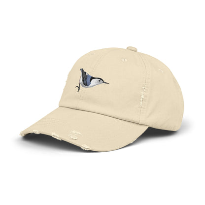 Nuthatch Bird Art Distressed Cap