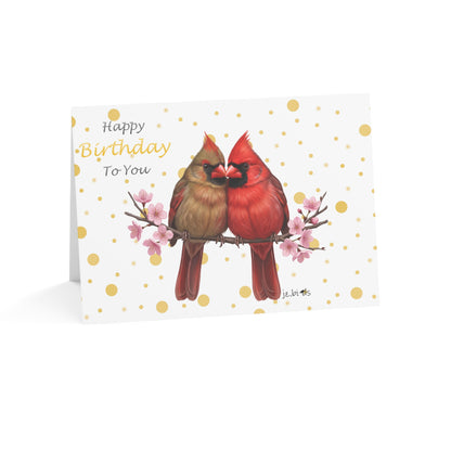 Northern Cardinals Birthday Card – Premium Matte Bird Greeting Card