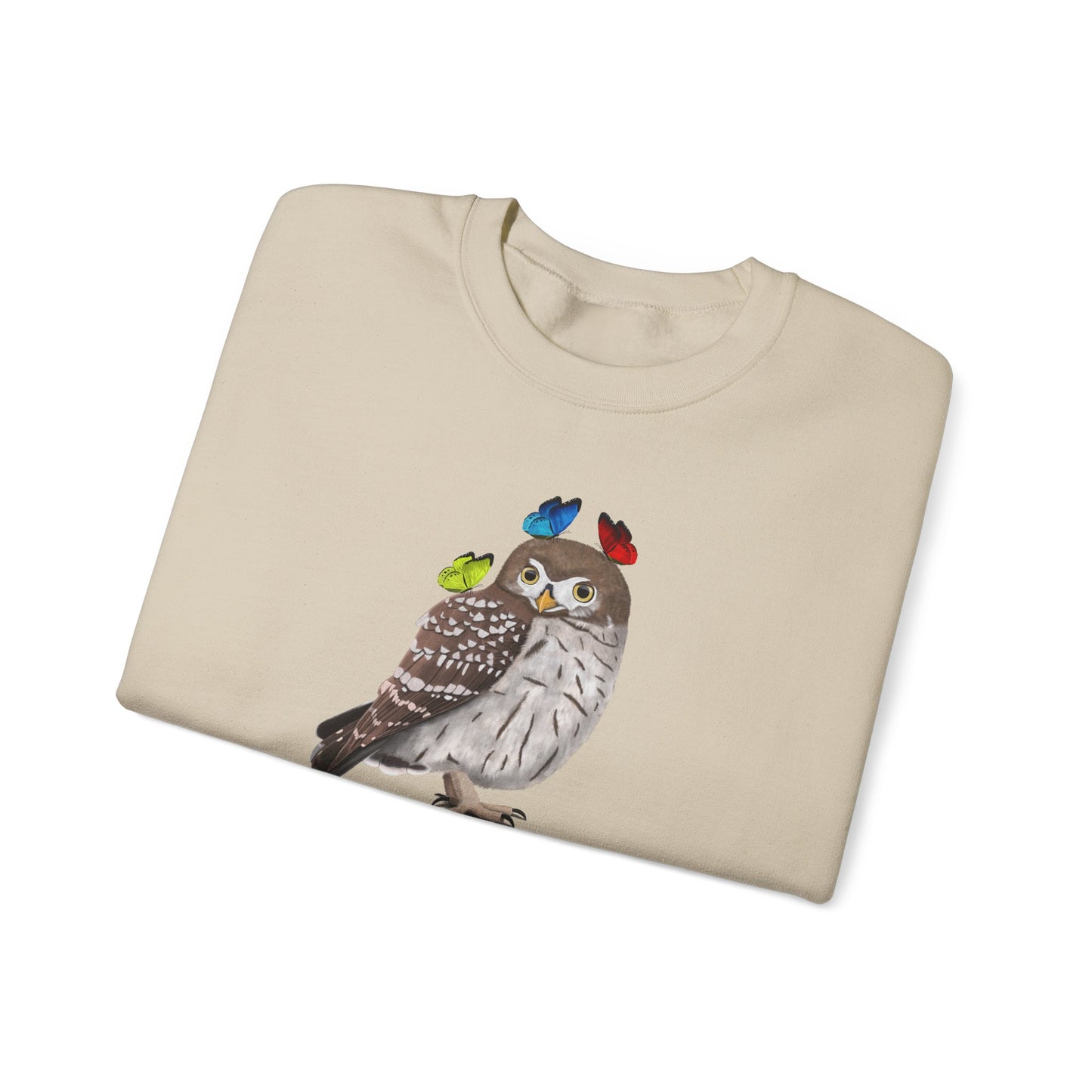 Little Owl with Butterflies Bird Birding & Birdwatching Sweatshirt