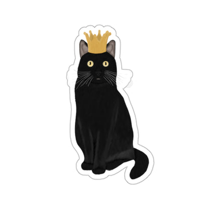 Black Cat with Crown Cat Lover Sticker