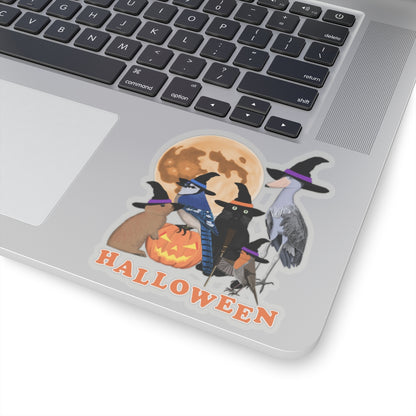 Blue Jay Robin Shoebill with Cat and Bunny Halloween Bird Sticker