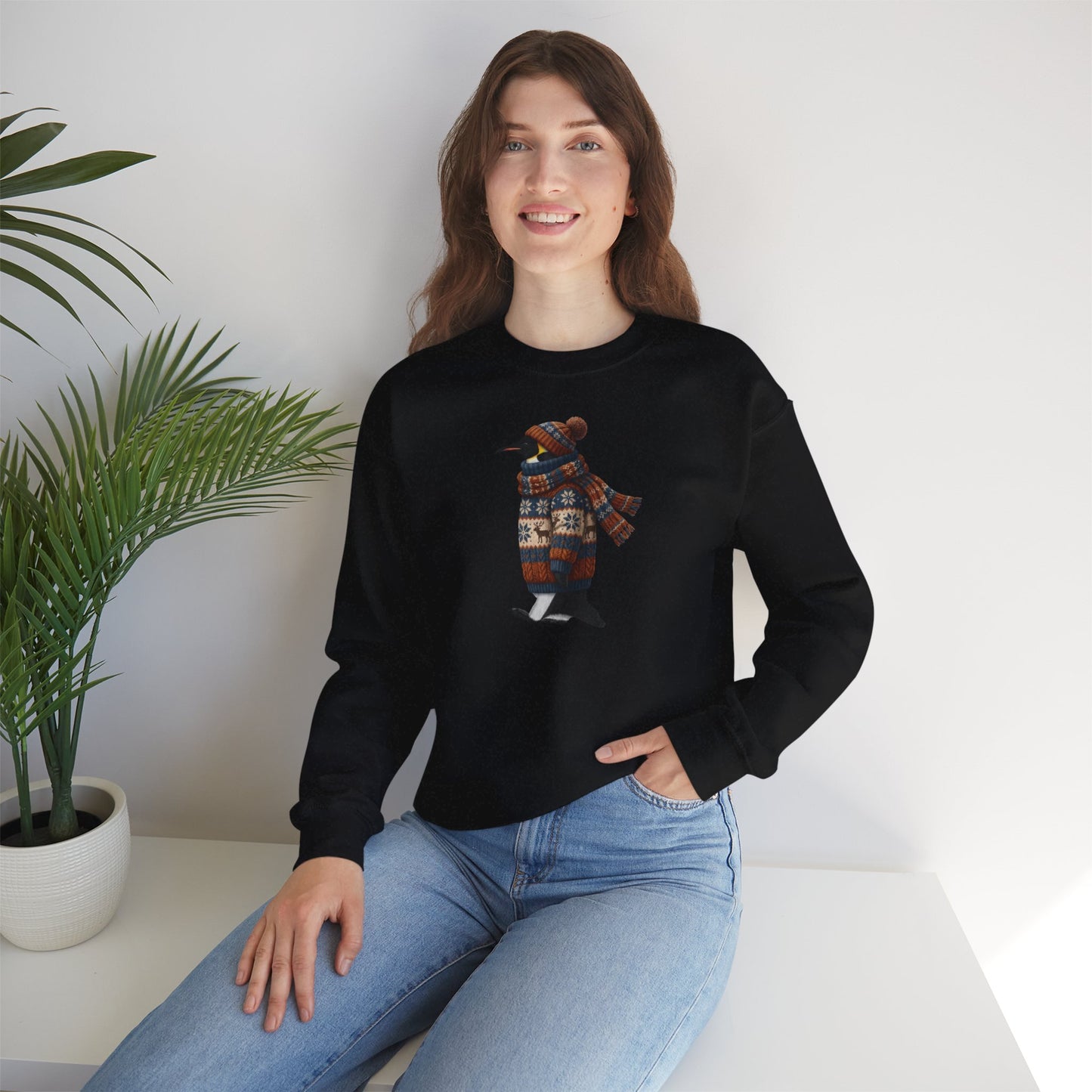 Pinguin in Strick Weihnachts-Sweatshirt | Unisex Vogel Sweater für Vogelfreunde & Vogelbeobachter