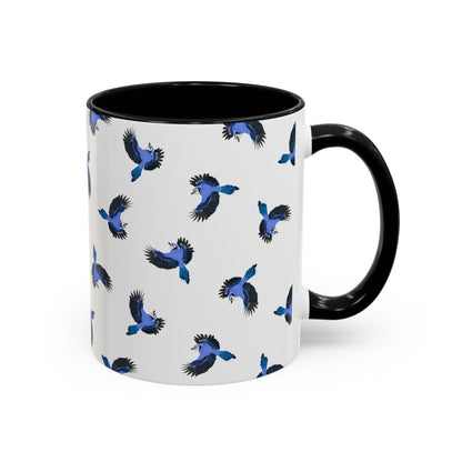 Blue Jay All-Over Pattern Accent Mug | Colorful Bird Lover Gift for Birdwatchers