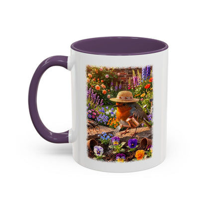 Robin Rosi Watering Flowers Mug for Bird Lovers