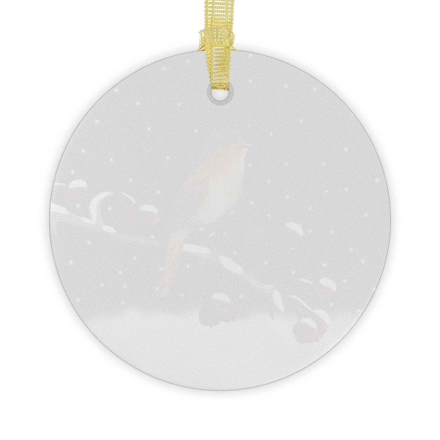 Nightingale on a Winter Branch Christmas Bird Glass Ornament