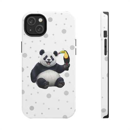 Cute Panda Bear with a Toucan Animal iPhone Case - Dual-Layer PC/TPU Protective Cover for iPhone