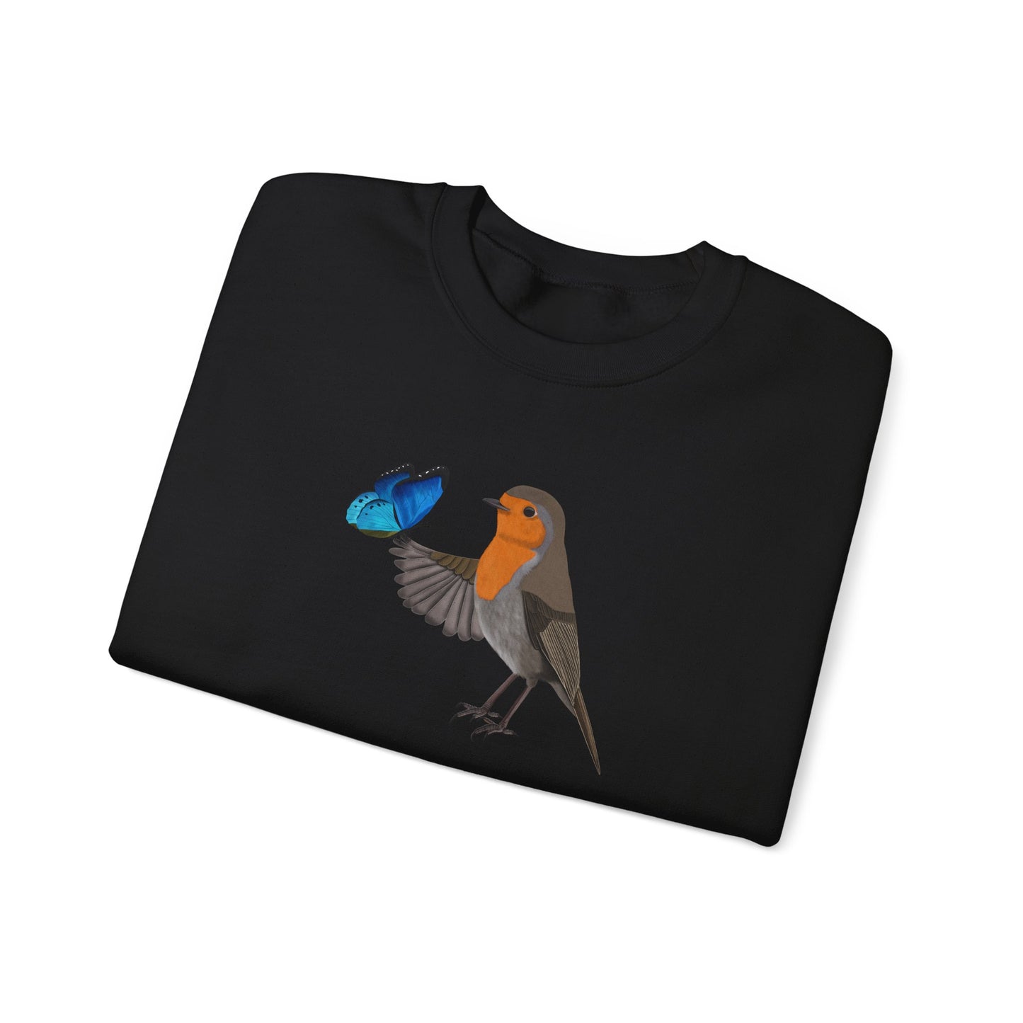 Robin with Butterfly Bird Birding & Birdwatching Sweatshirt