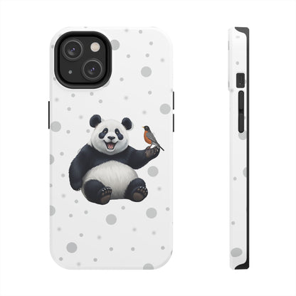 Cute Panda Bear with American Robin Animal iPhone Case - Dual-Layer PC/TPU Protective Cover for iPhone