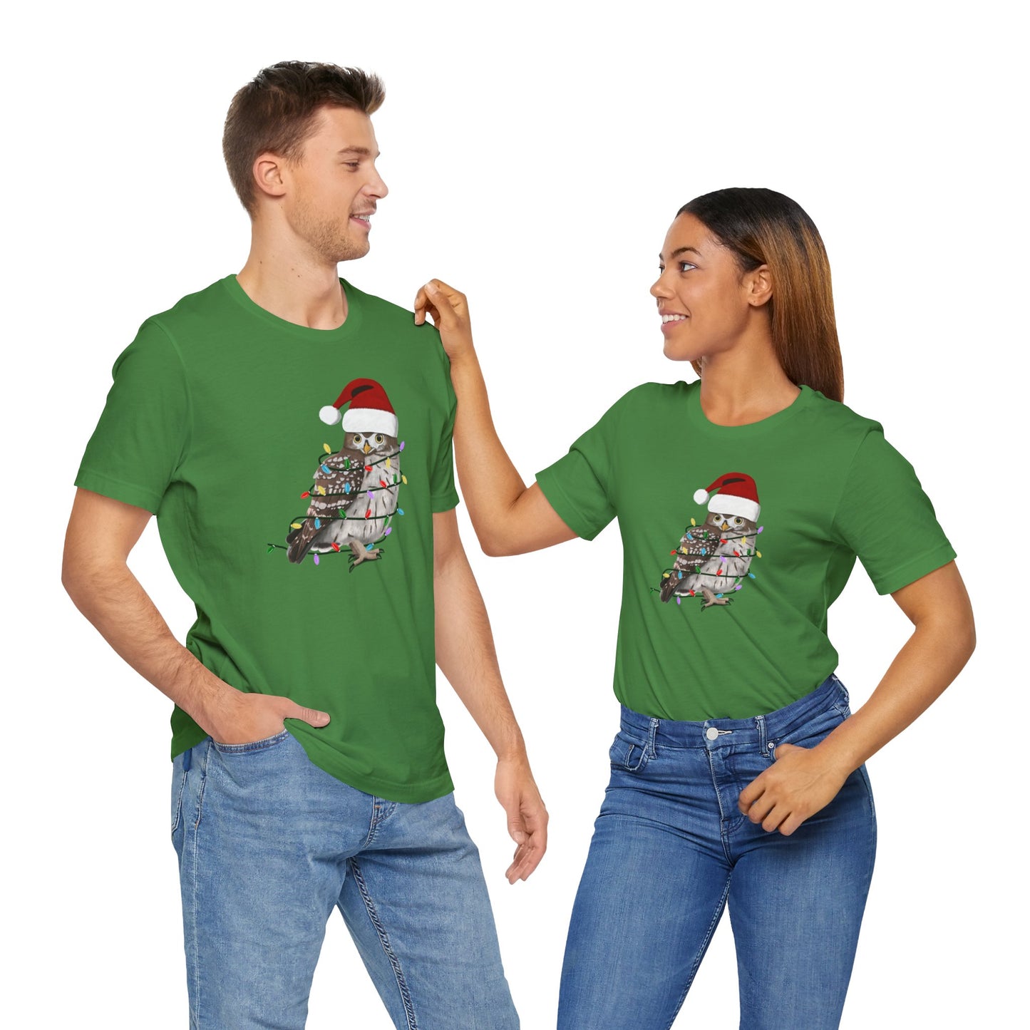 Owl with Fairy Lights Christmas Bird T-Shirt