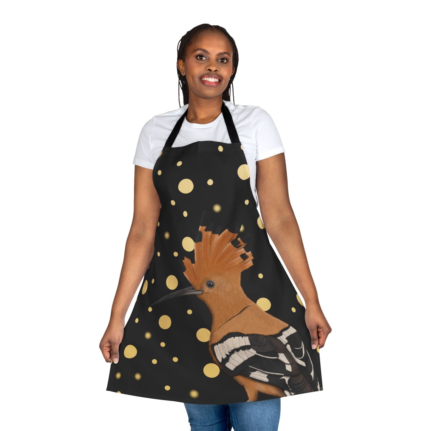 Hoopoe Golden Dots Birdlover Bird Art Apron Black