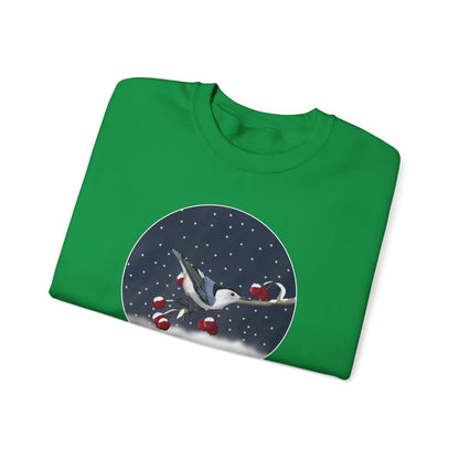 Nuthatch on a Winter Branch Christmas Bird Sweatshirt