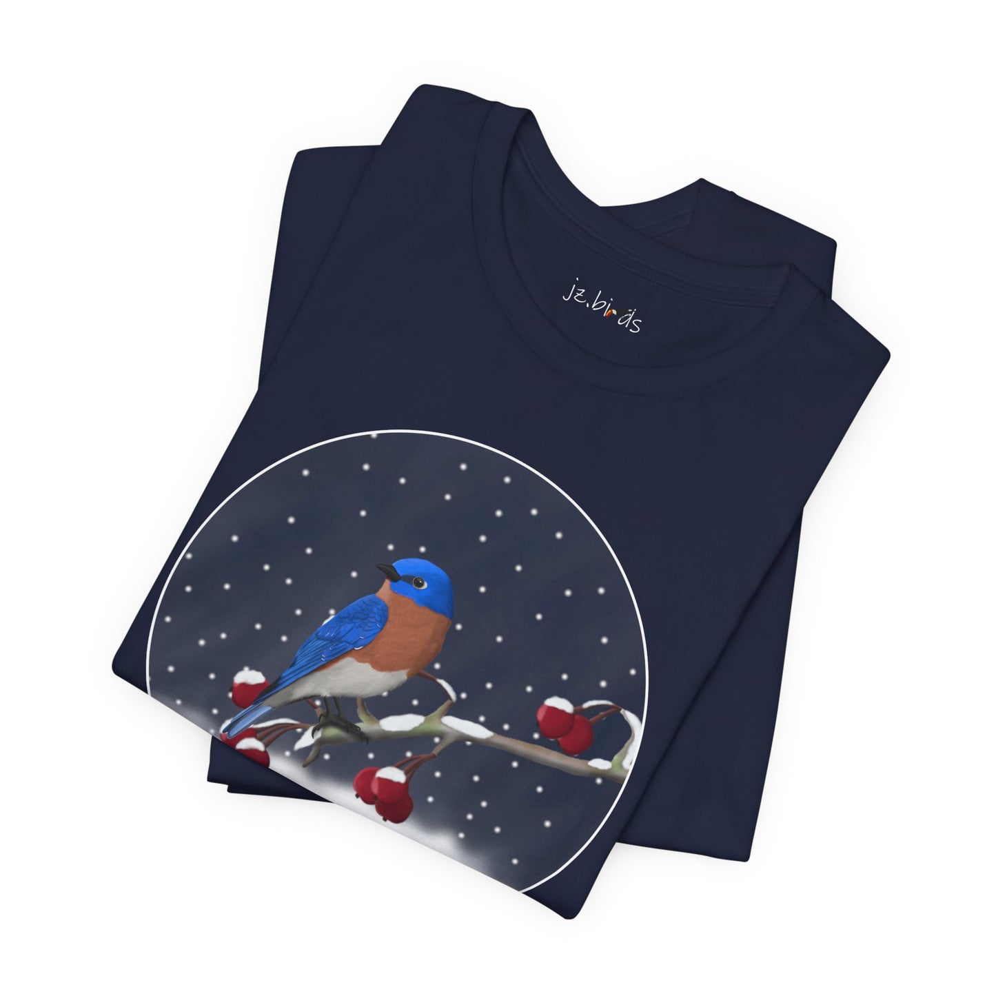 Bluebird on a Winter Branch Birdwatcher Christmas Bird T-Shirt