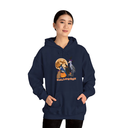 Blue Jay Robin Shoebill with Cat and Bunny Halloween Bird Hoodie