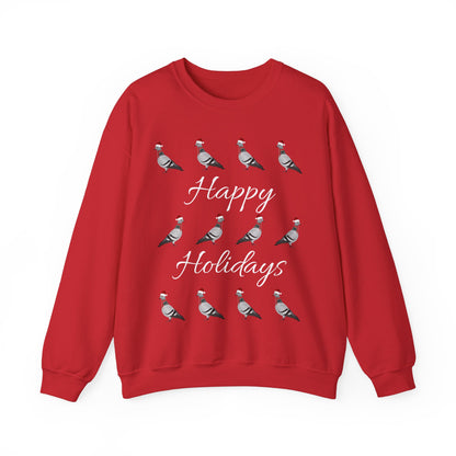 Pigeon as Santa with Hat and Scarf Happy Holidays Birdwatcher Christmas Bird Sweatshirt