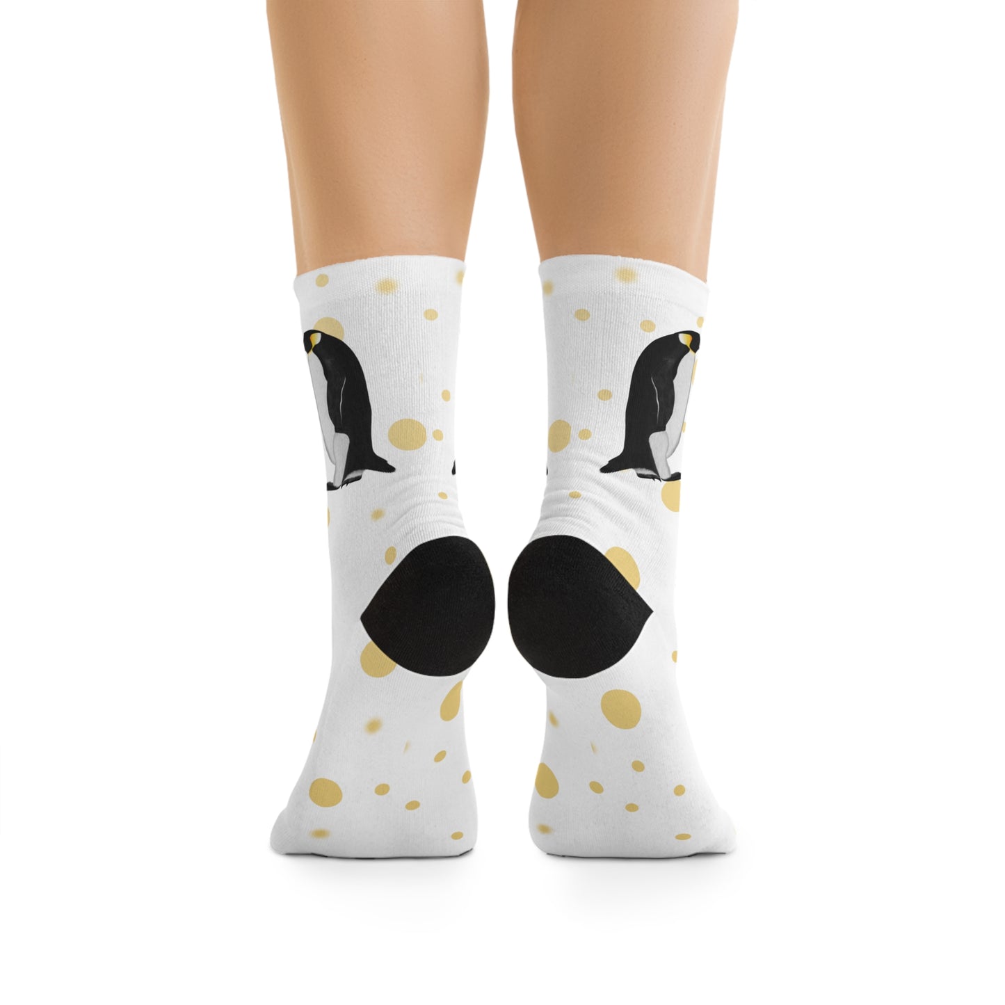 Penguin with Golden Dots Birding & Birdwatching Bird Socks White