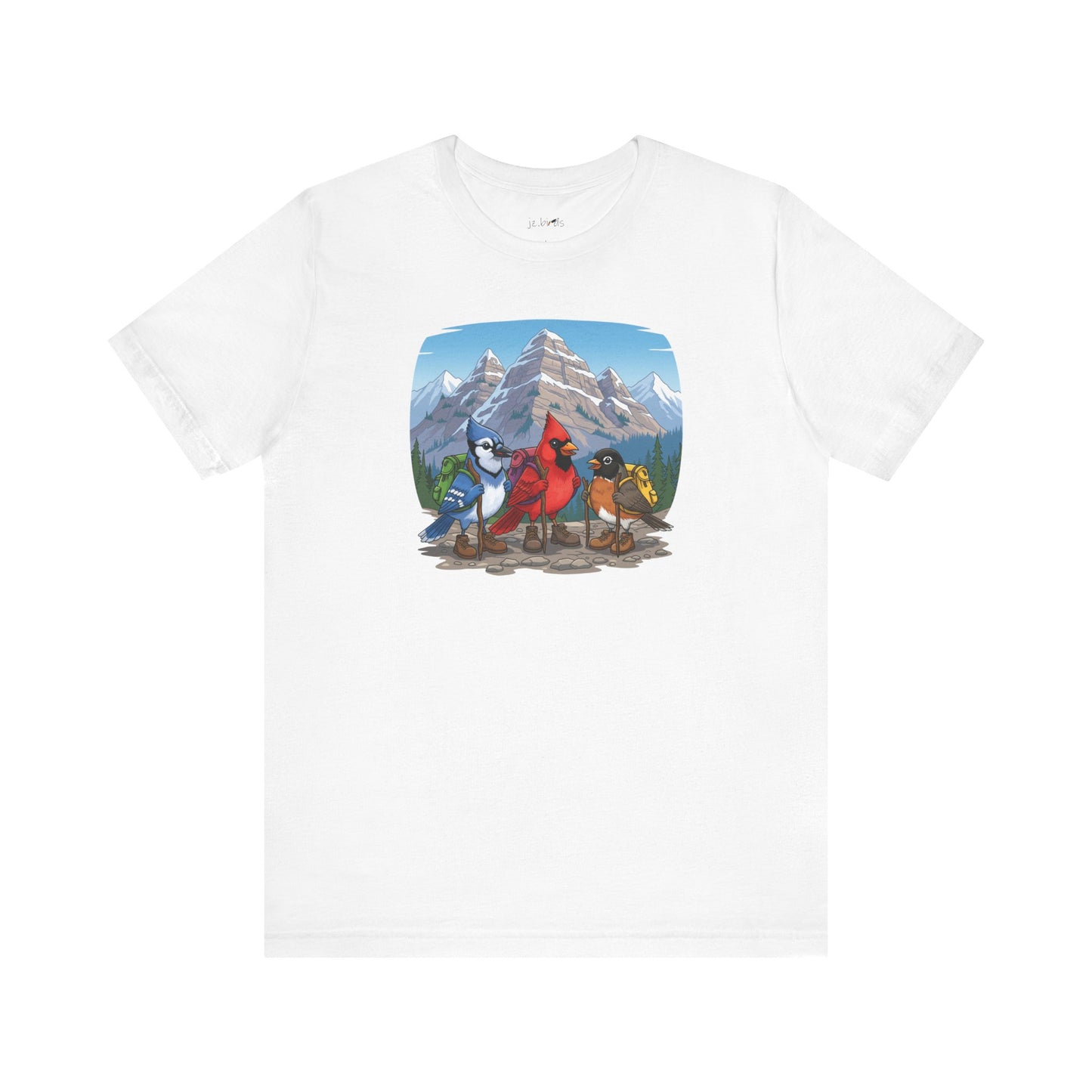 Birds Hiking T-Shirt Funny Cardinal Blue Jay Robin on a Hike Bird Watcher Bird Lover