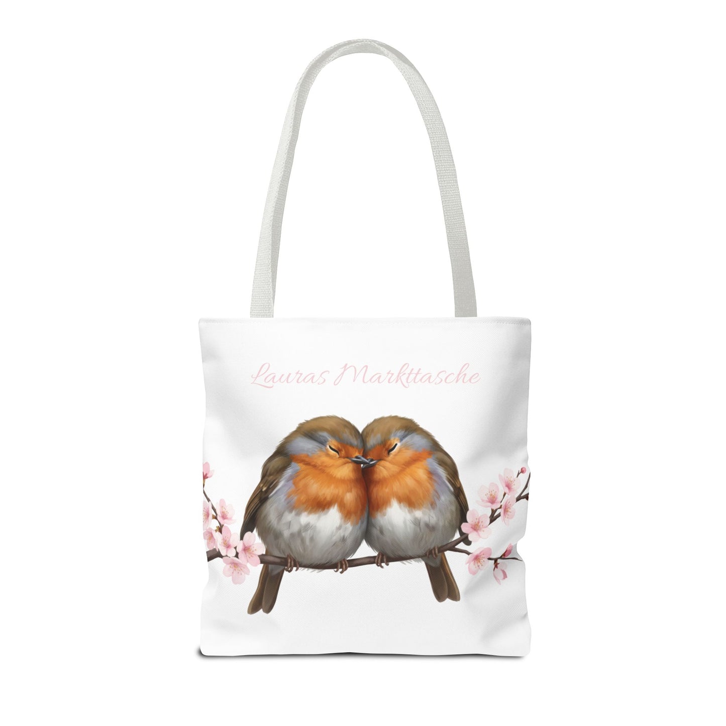Personalisierte Premium Tragetasche – Rotkehlchen mit Wunschnamen
