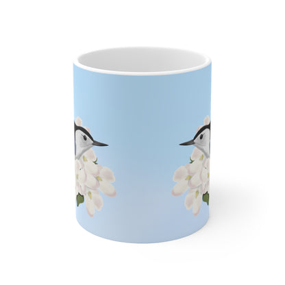 Nuthatch Apple Spring Blossoms Bird Ceramic Mug 11oz