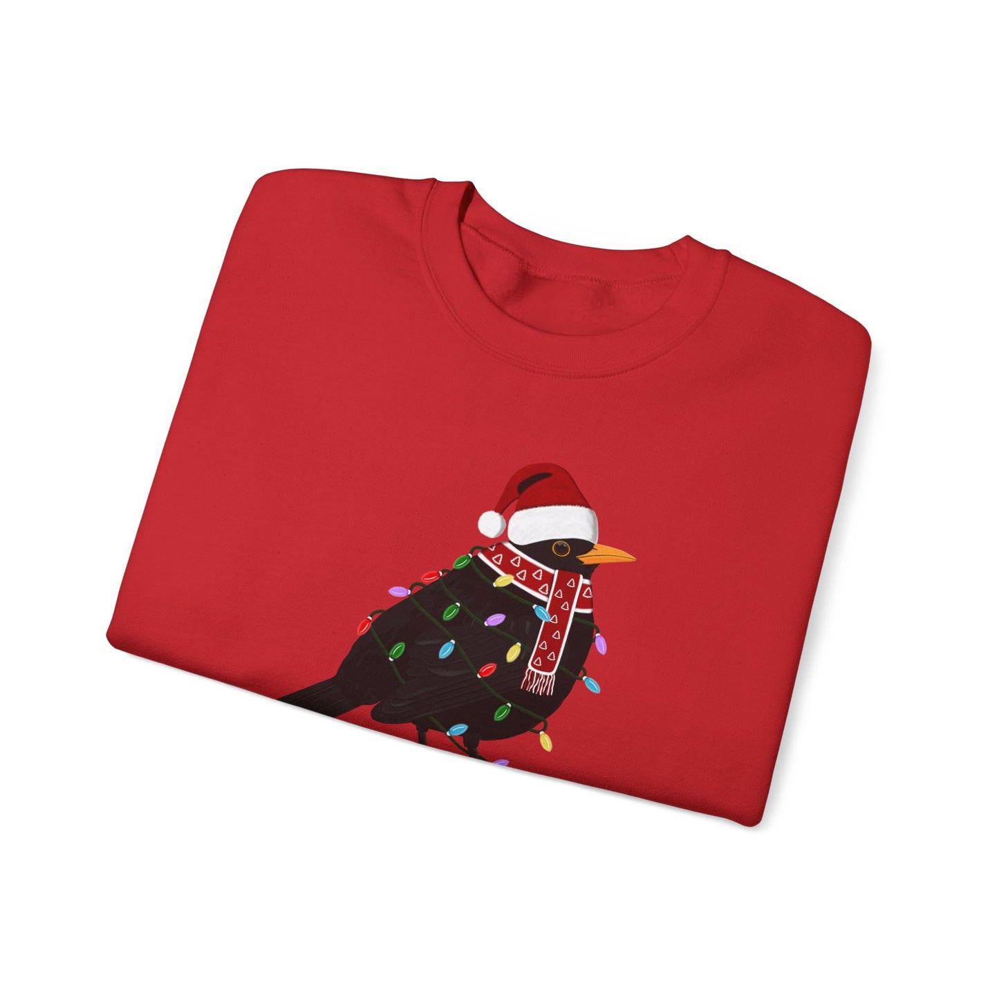 Blackbird with Fairy Lights Santa Claus Christmas Bird Sweatshirt