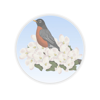 American Robin Spring Apple Blossoms Bird Kiss-Cut Sticker