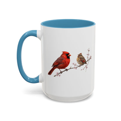 Northern Cardinal & Fledgling Two-Tone Mug | Spring Bird Lover Gift