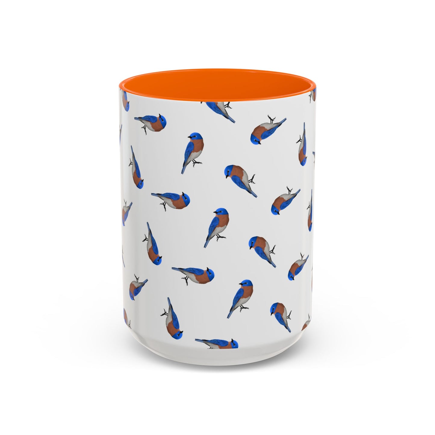 Bluebird All-Over Pattern Accent Mug | Colorful Bird Lover Gift for Birdwatchers