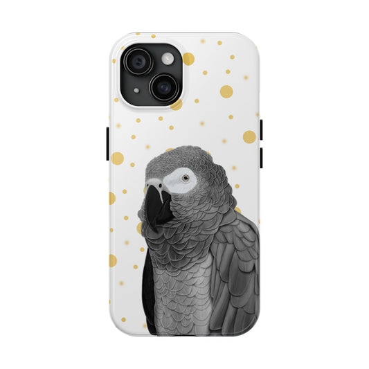 Grey Parrot Bird Art Tough Phone Case White