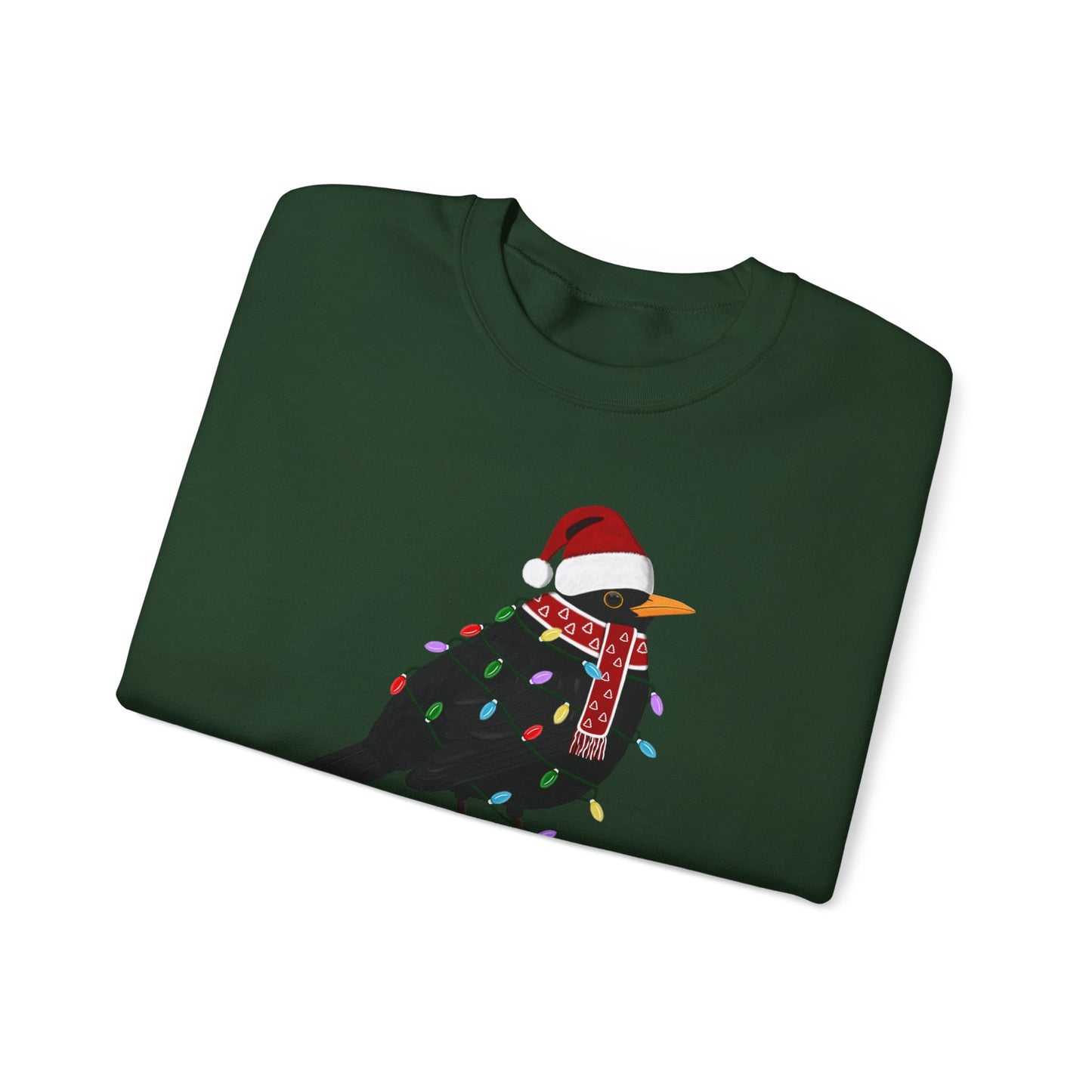 Blackbird with Fairy Lights Santa Claus Christmas Bird Sweatshirt