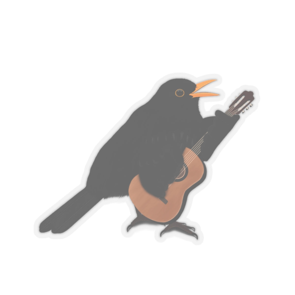 Blackbird Bird Playing Guitar Kiss-Cut Sticker