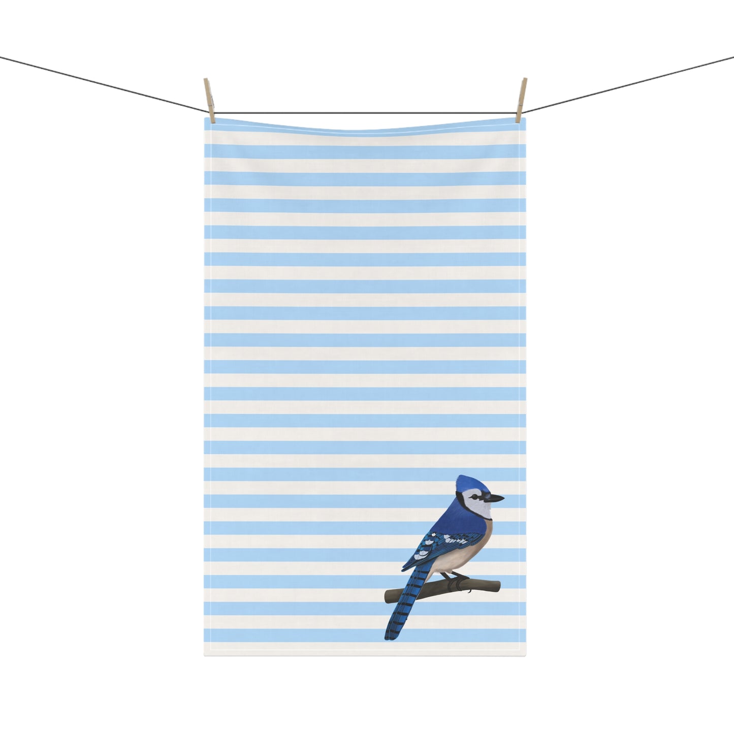 Blue Jay Bird Art Kitchen Towel Blue White 18" × 30"