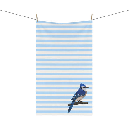 Blue Jay Bird Art Kitchen Towel Blue White 18" × 30"