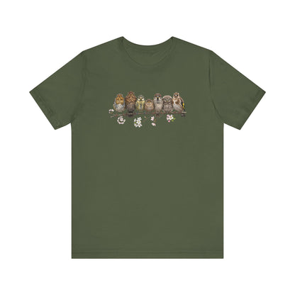 Rotkehlchen Amsel Blaumeise Jungvogel Premium T-Shirt | Frühlingsblüten Vogelmotiv für Vogelbeobachter