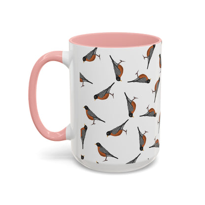 American Robin All-Over Pattern Accent Mug | Colorful Bird Lover Gift for Birdwatchers