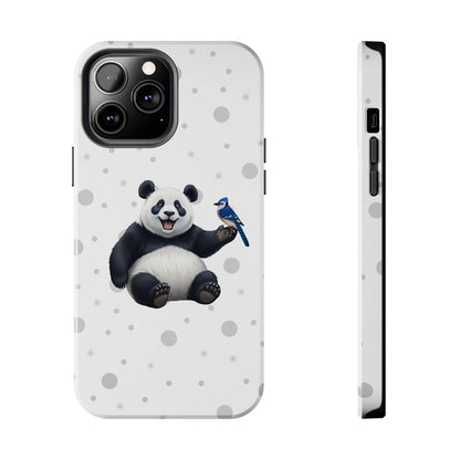 Cute Panda Bear with a Blue Jay Animal iPhone Case - Dual-Layer PC/TPU Protective Cover for iPhone