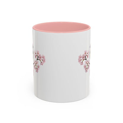 Barn Swallow Cherry Blossom Mug | Pink Ceramic Coffee Cup for Bird Lovers