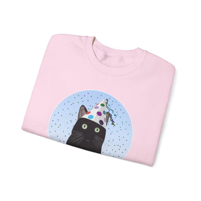 Black Cat Celebrating Party Time Cat Lover Sweatshirt