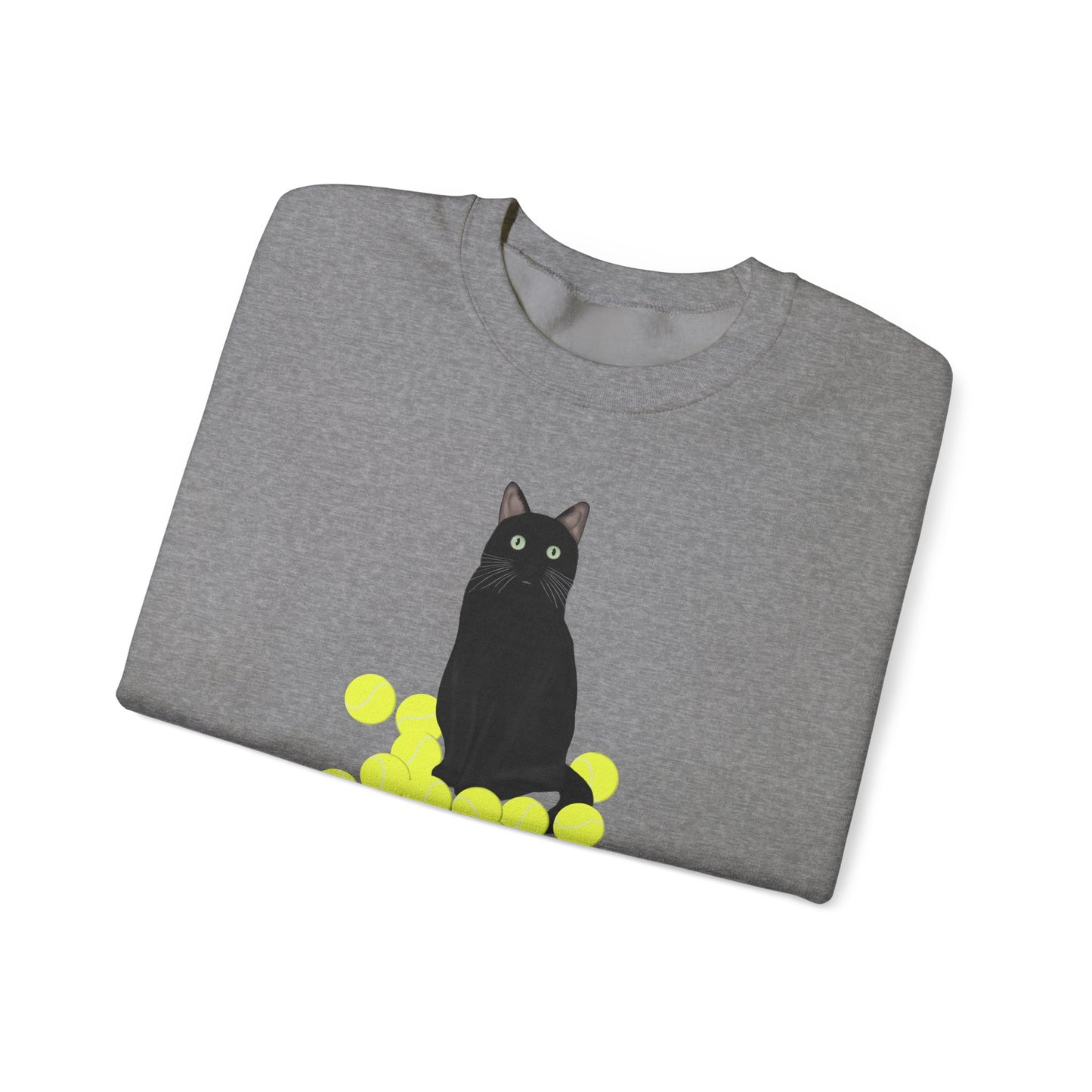 Black Cat with Tennis Balls Cat Lover Sweatshirt