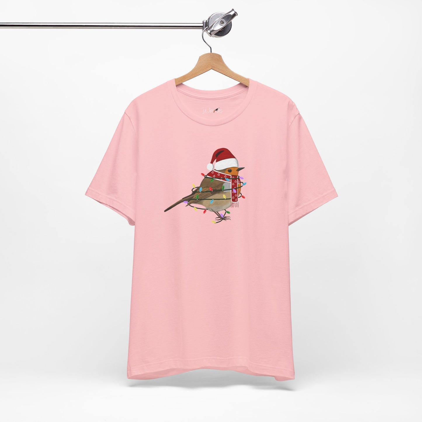 European Robin with Fairy Lights Christmas Bird T-Shirt