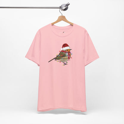 European Robin with Fairy Lights Christmas Bird T-Shirt