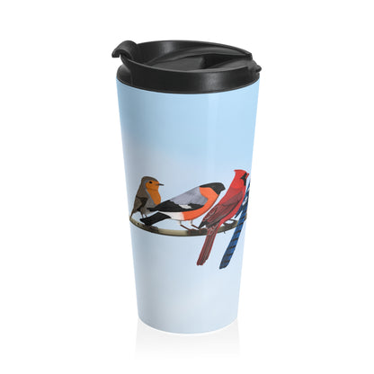 Garden Birds Blue Jay Cardinal Bird Stainless Steel Travel Mug 15oz - jz.birds