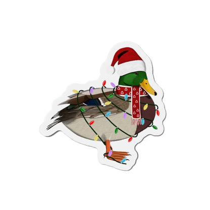 Mallard with Fairy Lights and Scarf Christmas Bird Magnet