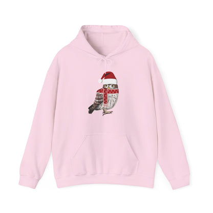 Owl Christmas Bird with Santa Hat Birdwatcher Birdlover Hoodie